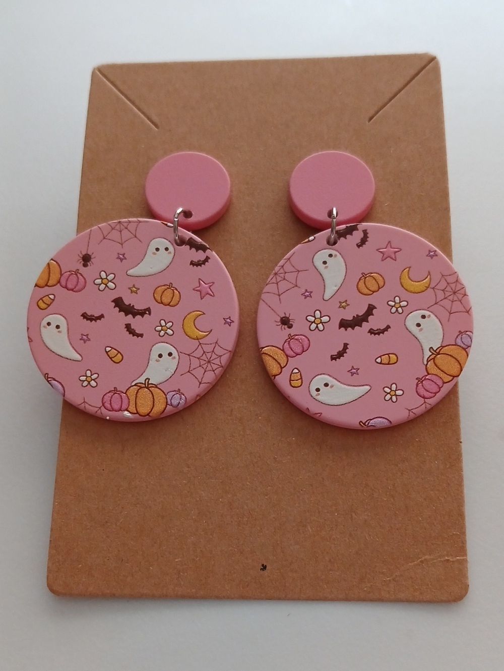 Fashion Jewelry Pink Halloween Ghost Dangle Earrings